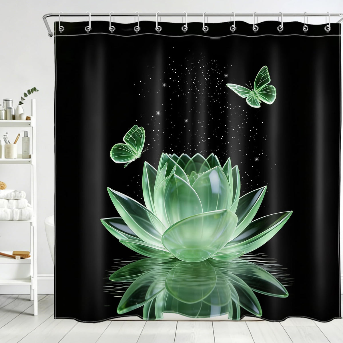 Green Water Lily Shower Curtain for Bathroom (Green / 72"W x 78"L (Pack of 1))