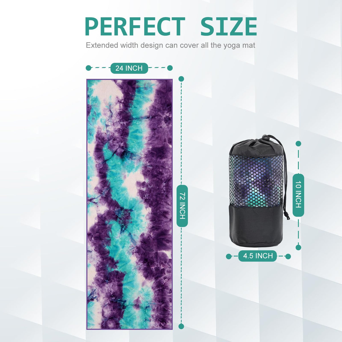 Hot Yoga Towel (Green & Purple/ Purple)