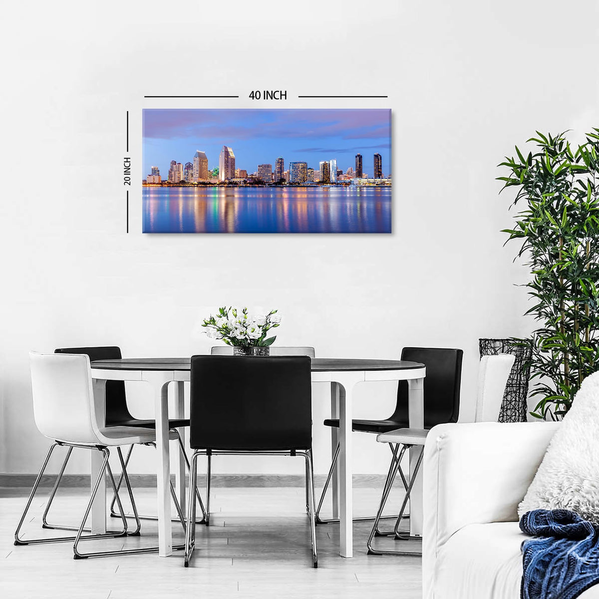 San Diego Skyline Wall Art Night View USA Cityscape Wall Decor Nature Sunset Picture California Landscape Canvas Prints Painting Poster Modern Artwork for Bedroom Living Room Home Decoration 20x40” (40"L x 20"W / San Diego)
