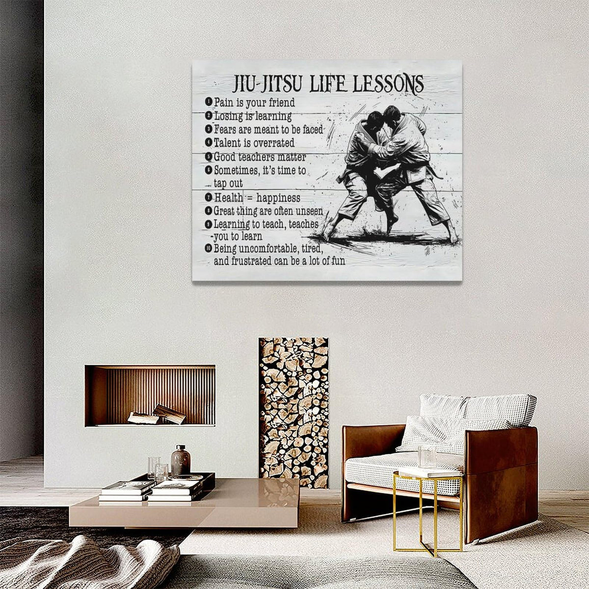 Jiu Jitsu Wall Art Jujitsu Life Lessons Pictures Wall Decor Judo Canvas Prints Martial Decorations Painting Framed Artwork Office Home Decor For Gym Martial Arts Hall Bedroom Living Room 20"x16" (Jujitsu / 20L" x 16W")