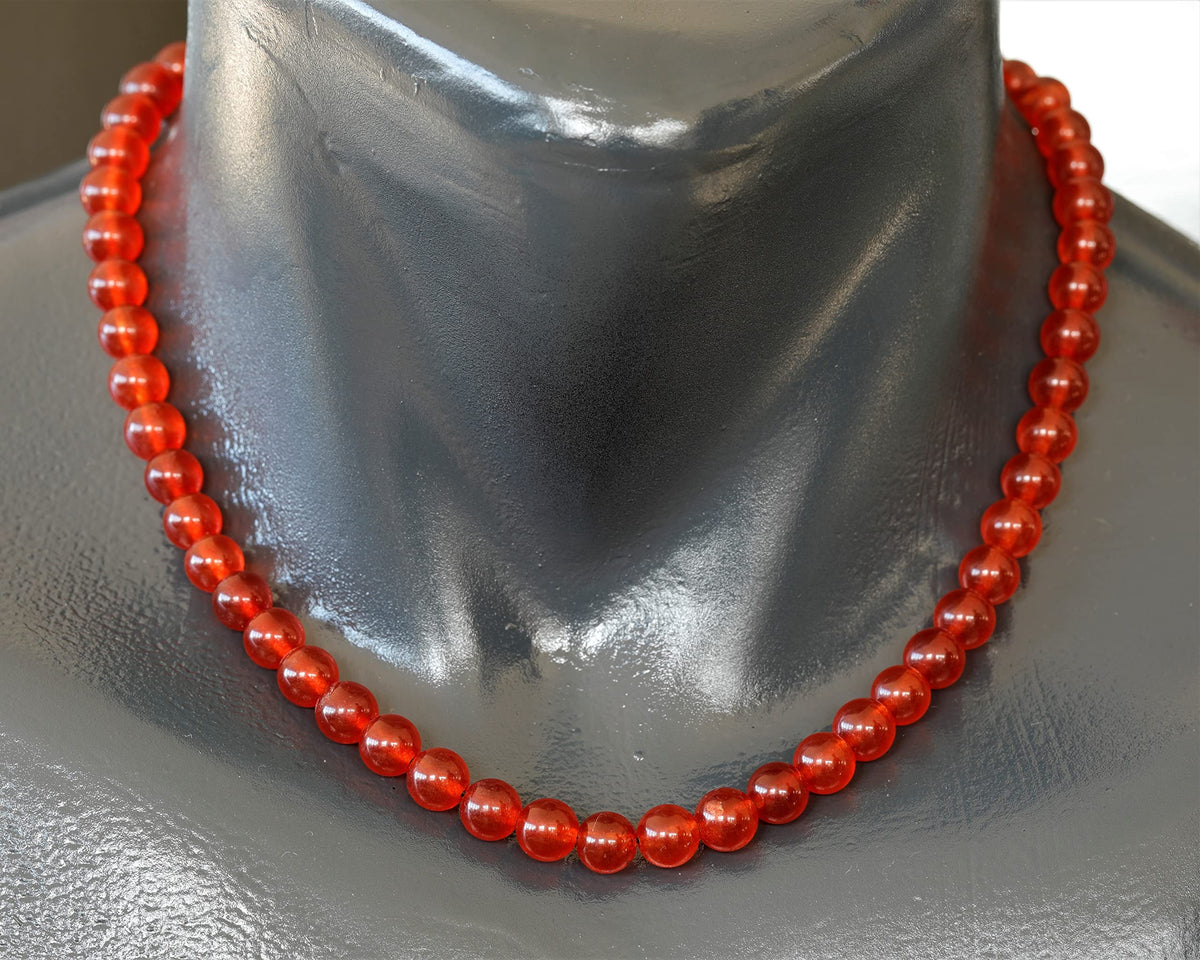 Natural Carnelian Beaded Choker Necklace (Carnelian / 24 Inches)
