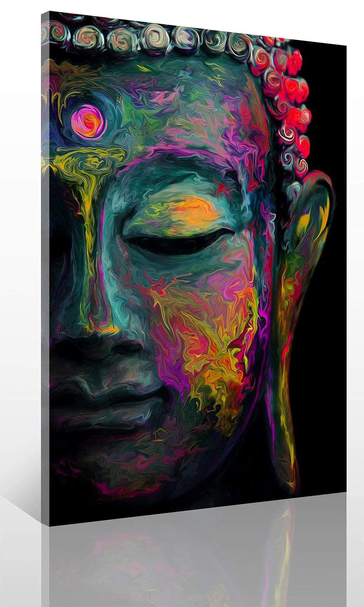Abstract Buddha Wall Art for Living Room Zen Wall Decor Colorful Graffiti Thai Buddhist Statue Picture Meditation Room Modern Artwork Vintage Religious Spiritual Prints Yoga Spa Home Decoration 24x36" (36"L x 24"W / Buddha-1)