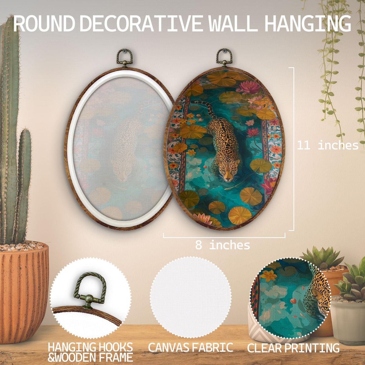 Maximalist Leopard Floral Bathroom Oval Wall Art Decor (leopard-2)