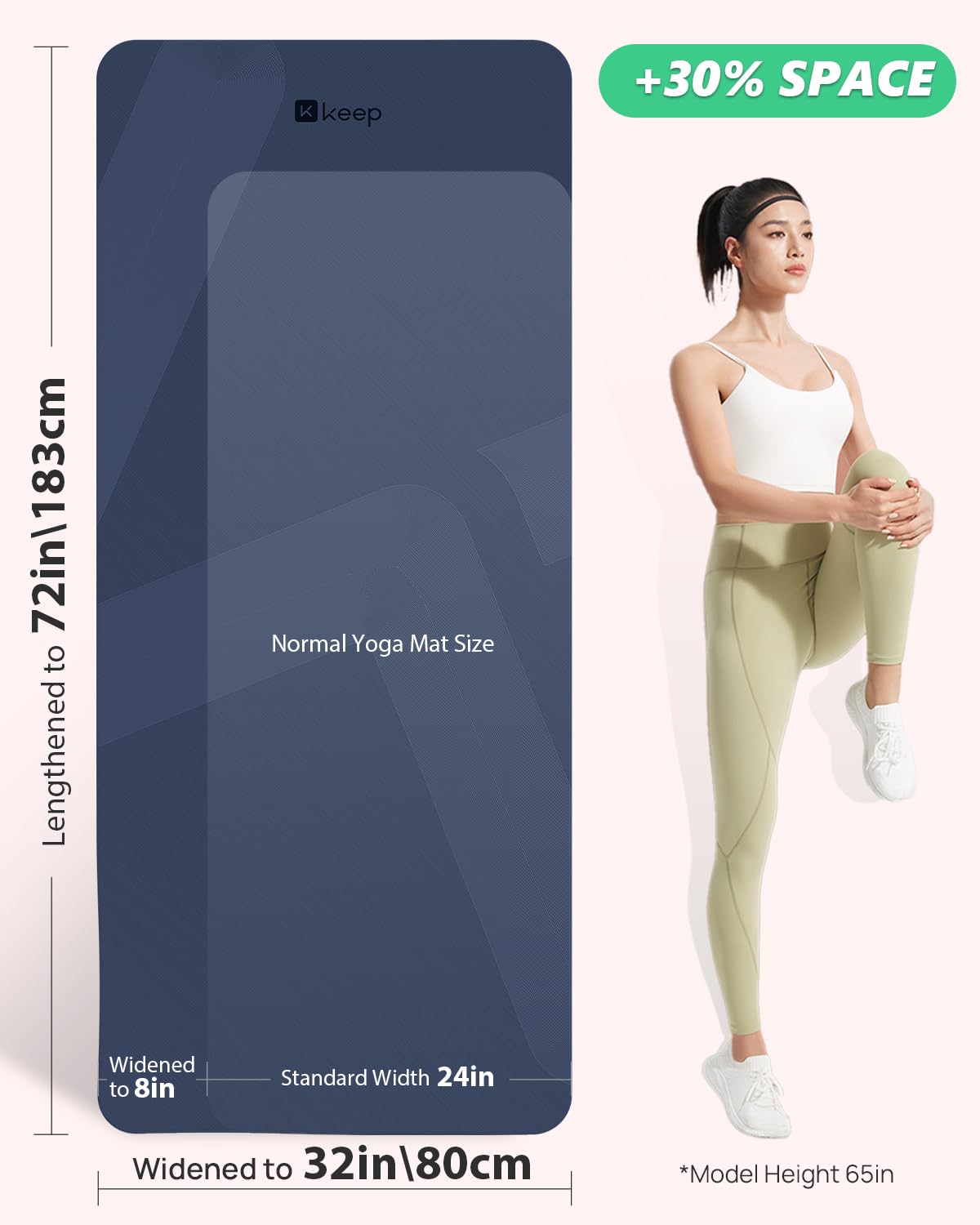 Extra Wide & Thick TPE Yoga Mat (Navy Blue)