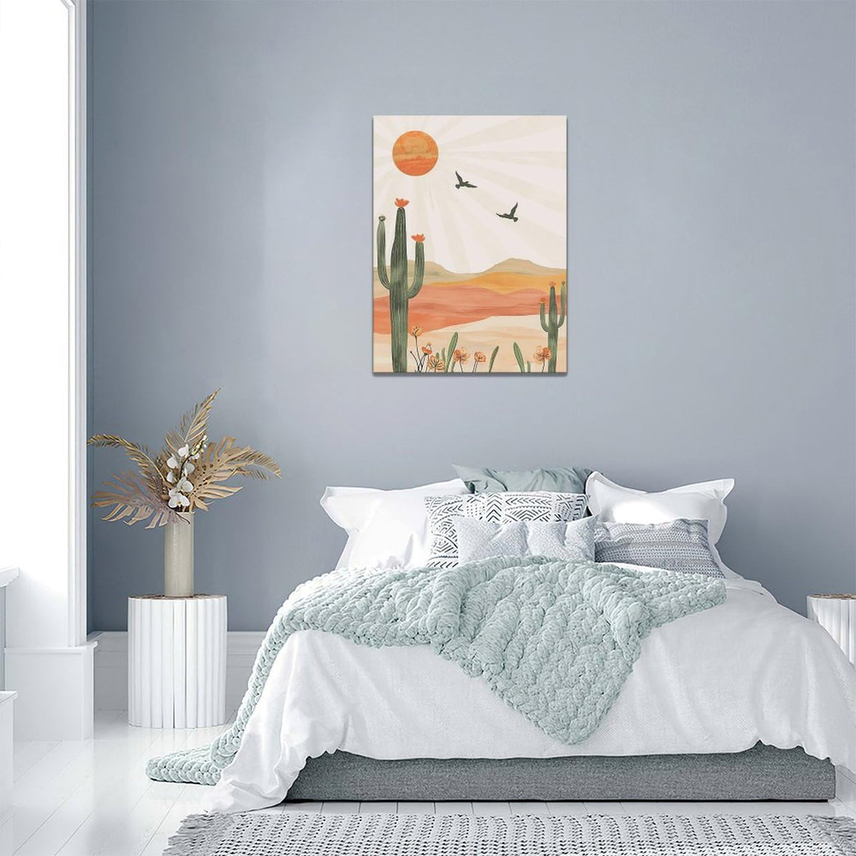 Boho Cactus Wall Art Succulent Desert Pictures Wall Decor Minimalist Nature Canvas Painting Print Home Modern Artwork Decorations Framed for Bathroom Living Room Bedroom Office 12 x 16 inch (16"L x 12"W / Cactus)