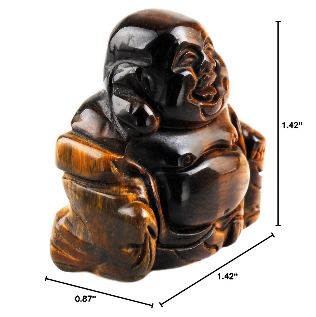1.5 in Tiger's Eye Happy Buddha Statue Crystal Figurine (Brown)
