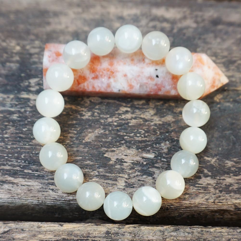 12MM Crown Chakra Green Moonstone Bracelet (12MM Crown Chakra Green Moonstone Bracelet)