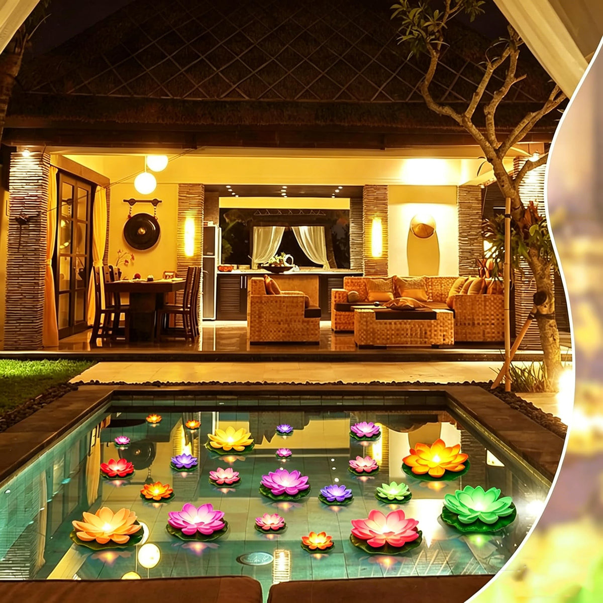 14Pcs Floating Pool Lights Floating Pool Lotus Flowers with Lights (Multicolor)