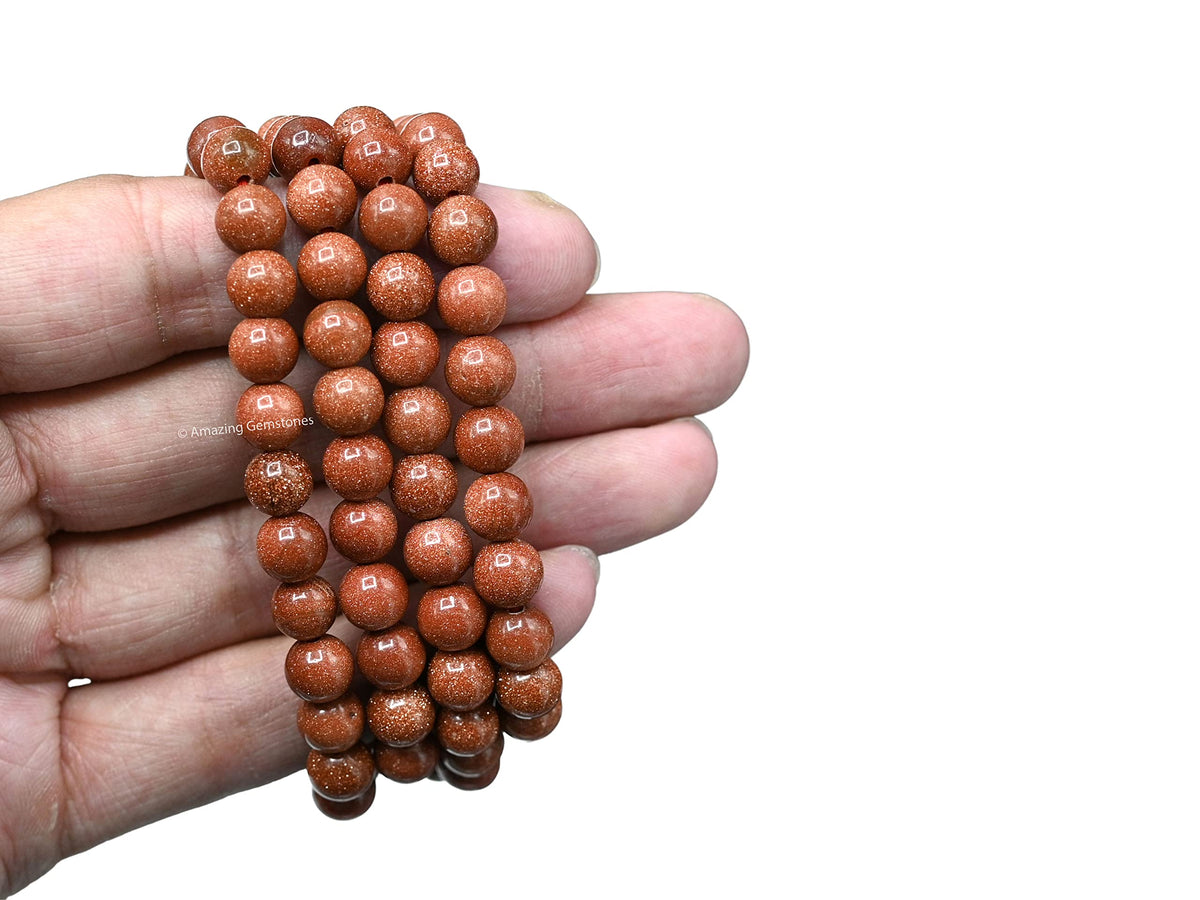 Red Goldstone Buddhist Prayer Beads Japa Mala with 108 Meditation Beads (Without Knots / Red Goldstone)