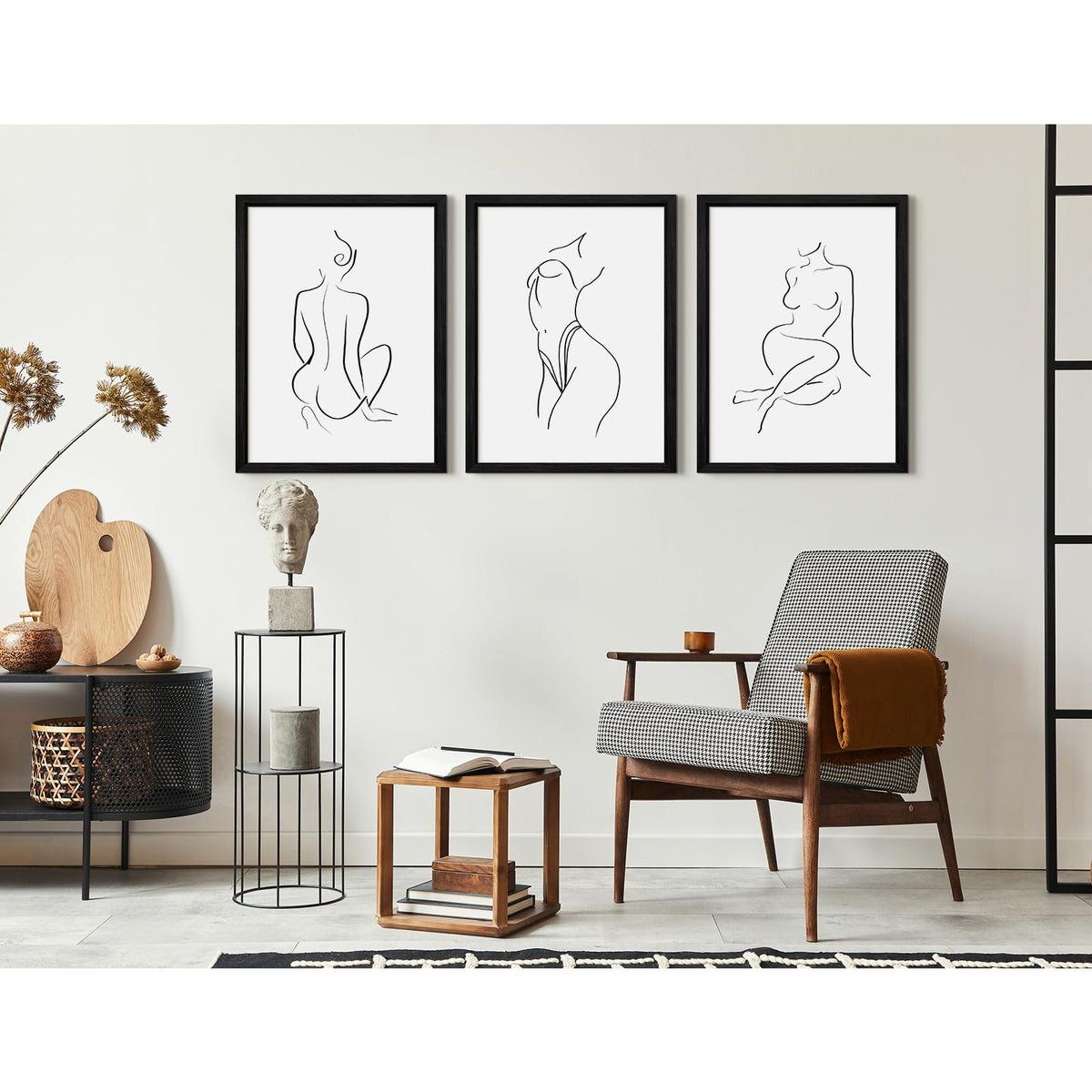 Minimalist Line Wall Art Woman Body Outline Wall Art Prints Women Figure Drawing Painting Body Line Wall Decor Female Wall Art Abstract Woman Silhouette Canvas Art Aesthetic 12x16x3 Inch Framed (Framed / Woman Line Art - B / 16"L x 12"W)