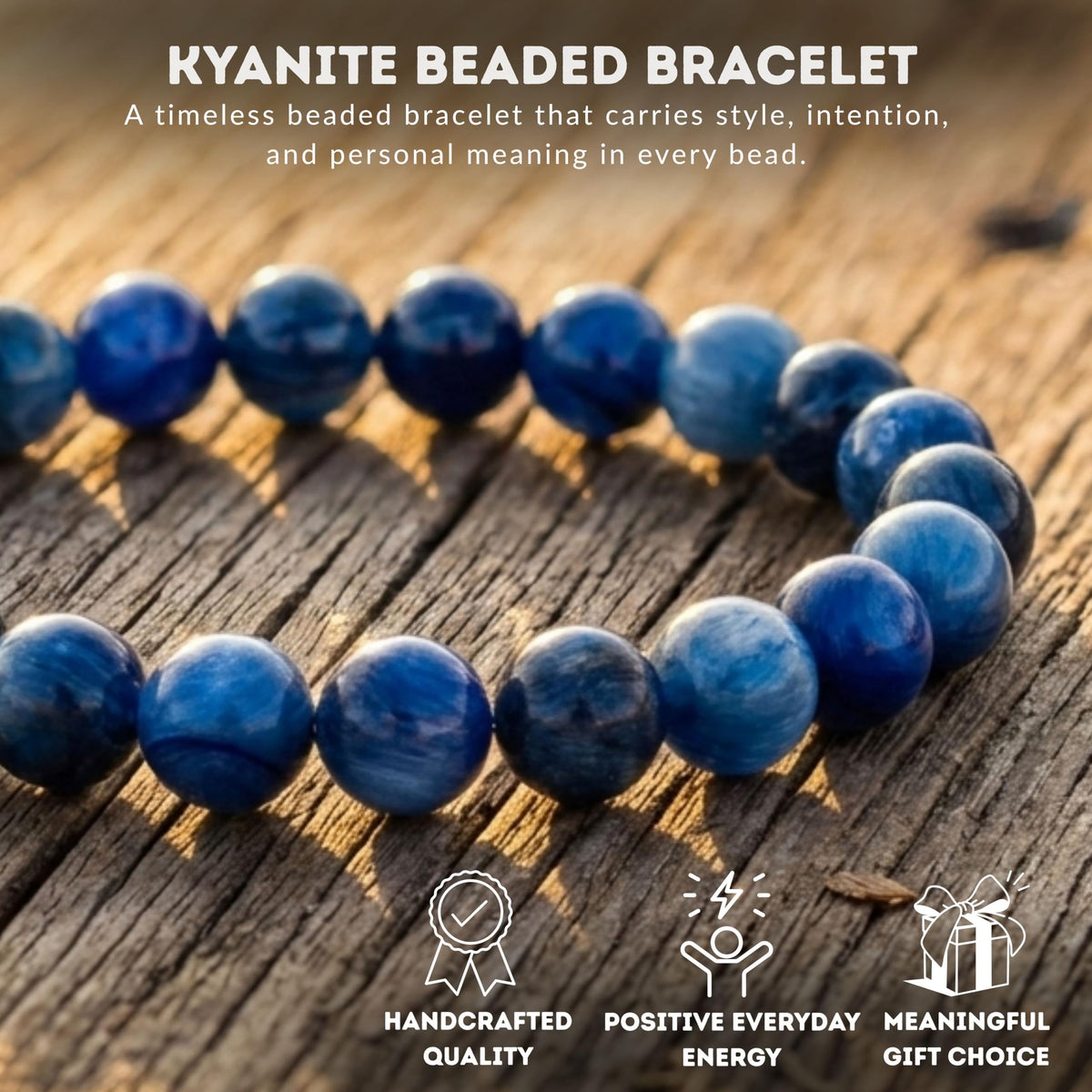 Kyanite Bracelet 8mm Beaded Bracelet (Kyanite / Small)