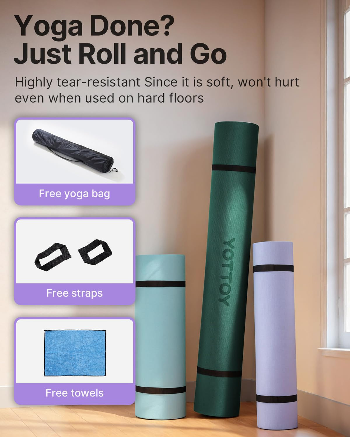 Large Yoga Mat (Green / 75*52*1/4inch)