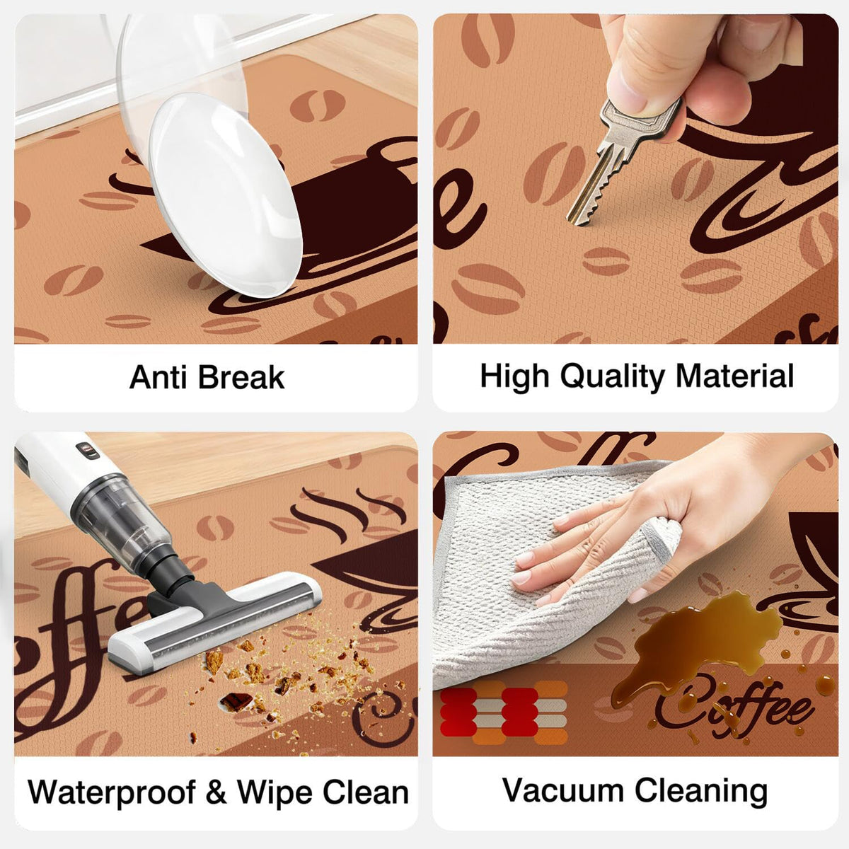 Anti Fatigue Kitchen Rugs Set of 2 (Coffee Brown)