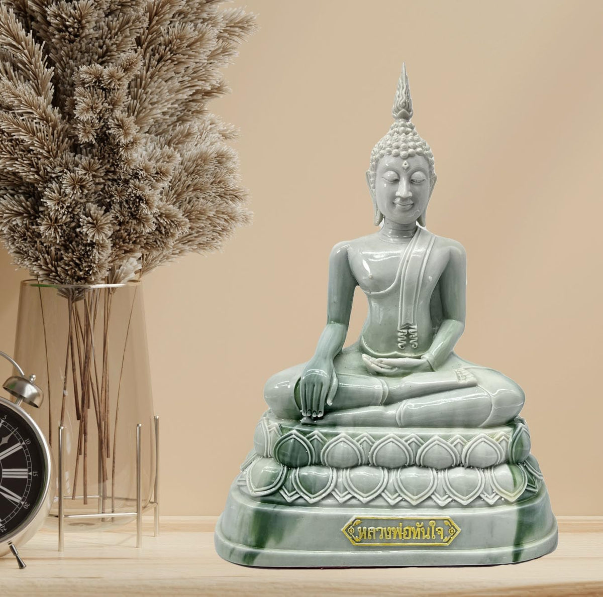 Buddha overcoming Temptations Posture 9" H. Tanjai Thai Buddha Statue for Home Decor Living Room Decor Small Gift Office Gift (White)