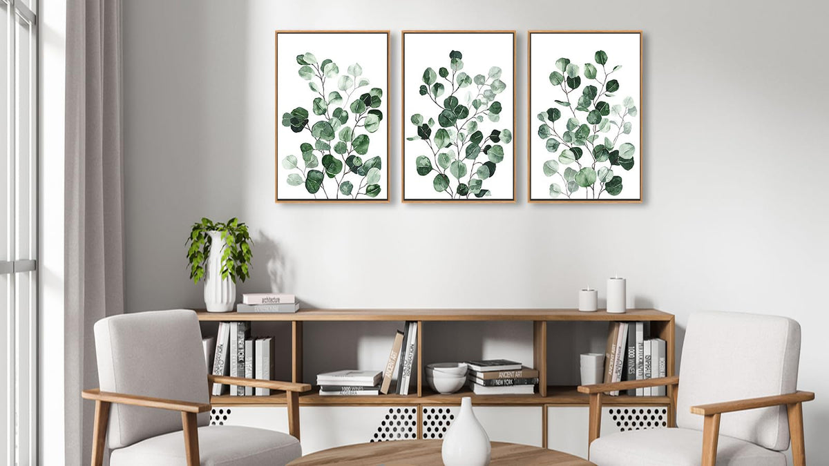 Sage Green Eucalyptus Leaf Framed Wall Art (Green Eucalyptus Leaf / 36"L x 24"W)