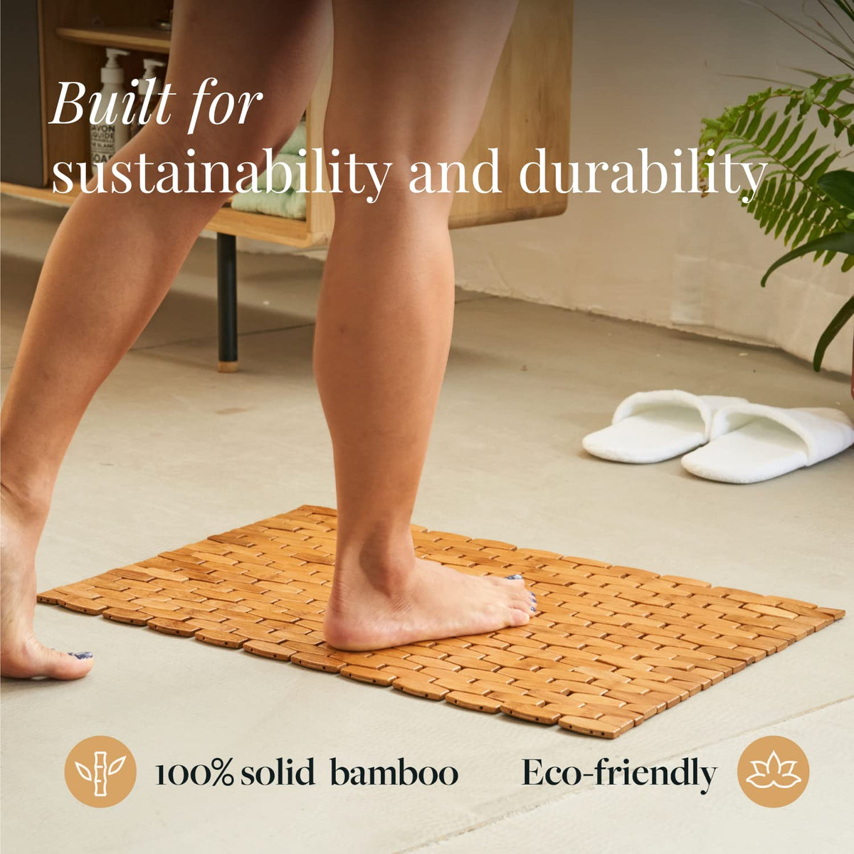 Rollable Bamboo Bathroom Floor Mat (Lattice / 23.6" x 15.7" (Rectangular))