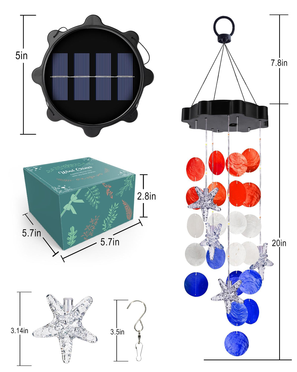 Solar Decorative Lights Outdoor (Red&white&blue)