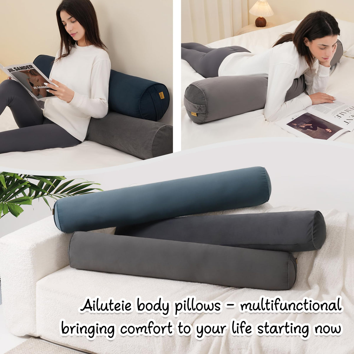Body Pillow for Adults (Steel Gray / 39.37"*7.87")