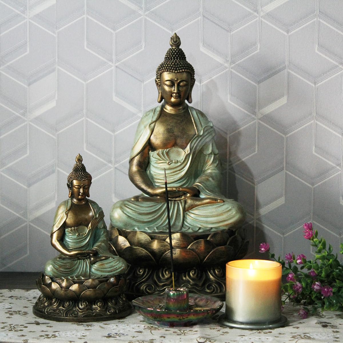 Buddha Statue Buda Gold 8.3" Buddha Statues for Home Decor (Gold)