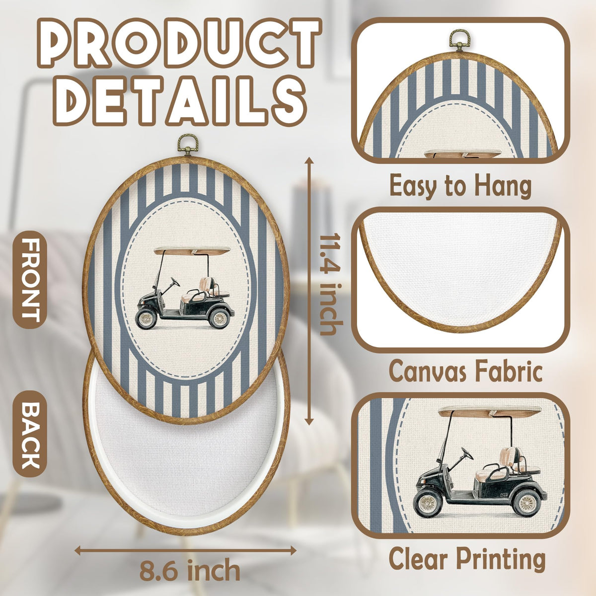 Vintage Golf Nursery Oval Wall Art Decor Products (Colour07)