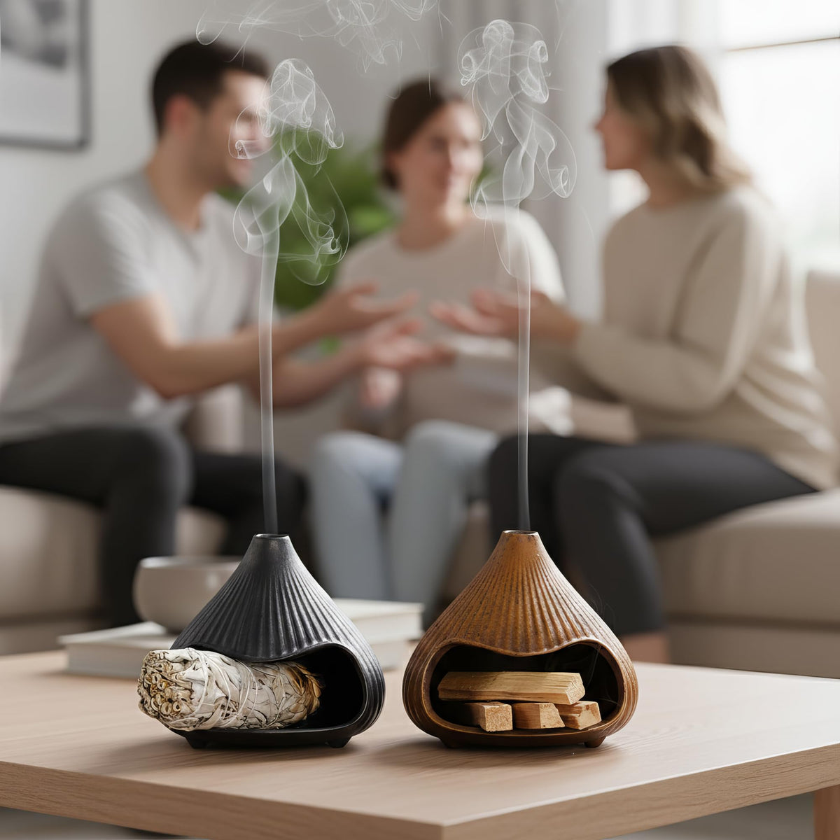 Retro Ceramic Palo Santo Holder (Matte Black)