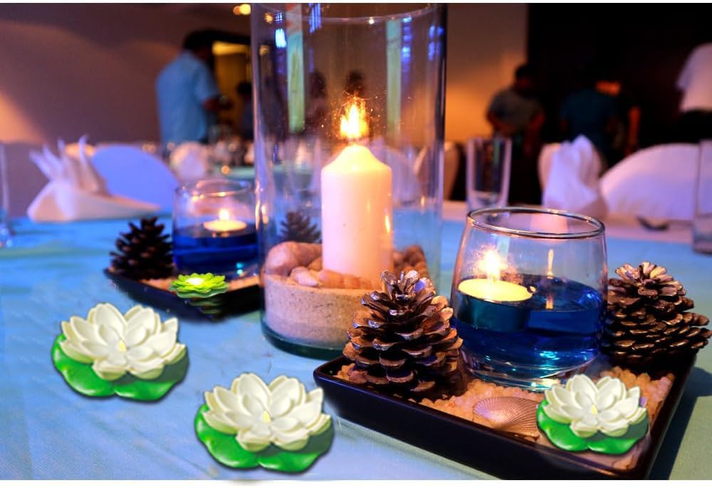 14 PCS Waterproof Floating Lotus Light (Warm White)