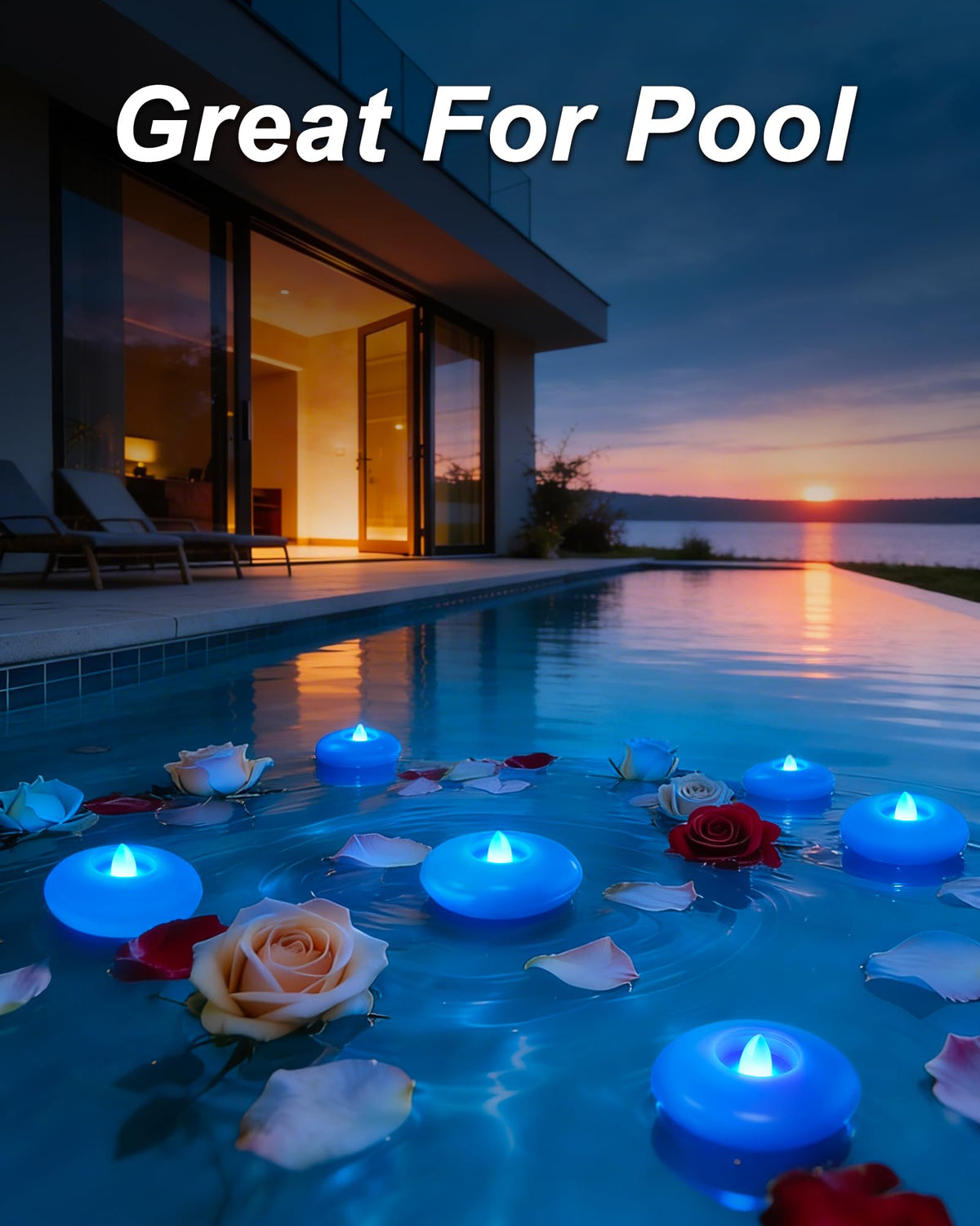 12 Pack 3” Flameless Led Floating Candles (Blue Base / 12 Pack)