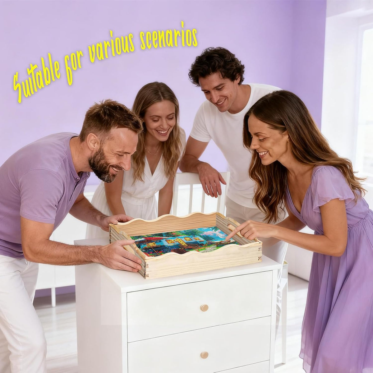 5D Diamond Painting Landscape Diamond Art Kits for Adults Wooden Serving Trays with Handles Big Gem Arts and Craft Gifts Trays Decor Gift Home Decor 7.8x11.8 Inches Scenery (D Landscape BA NEW)
