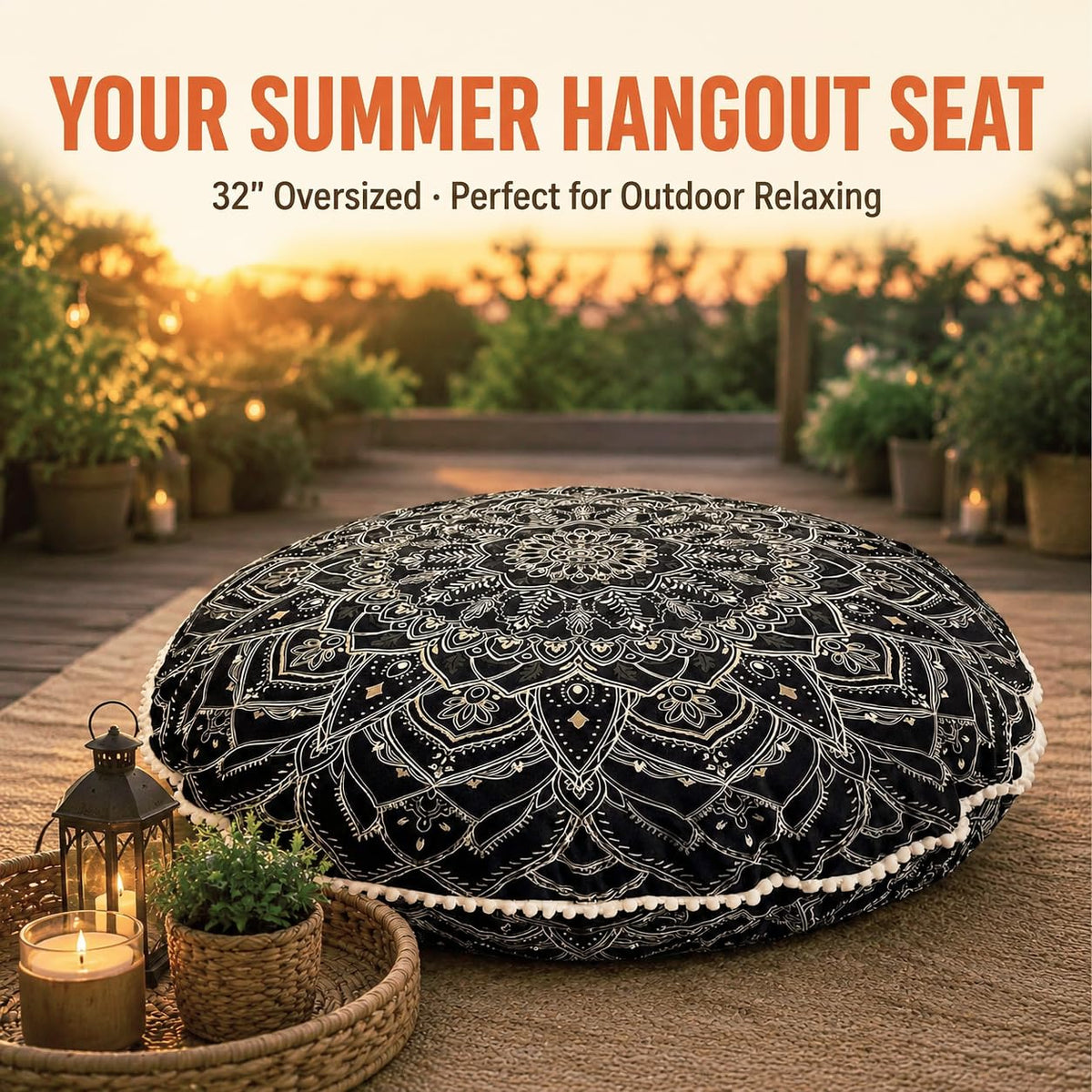 32 inch Meditation Cushion (2 Count (Pack of 1) / Black)