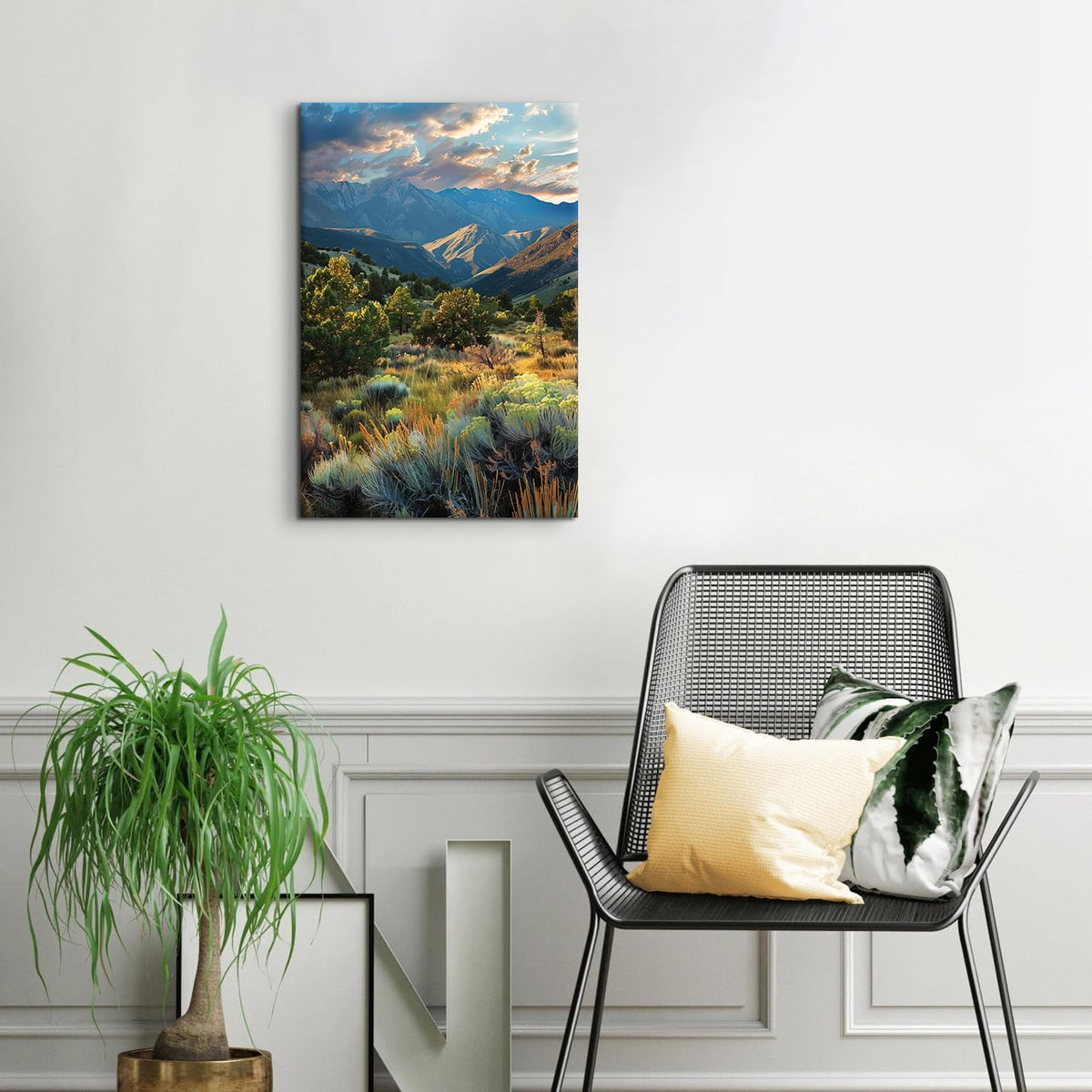Mountain Landscape Wall Art Sunset Mountains Pictures Bathroom Decor Nature Botanical Trees Landscape Canvas Pictures National Park Forest Photo Prints for Bedroom Living Room Home Decoration 16x24" (24"L x 16"W / National Park)