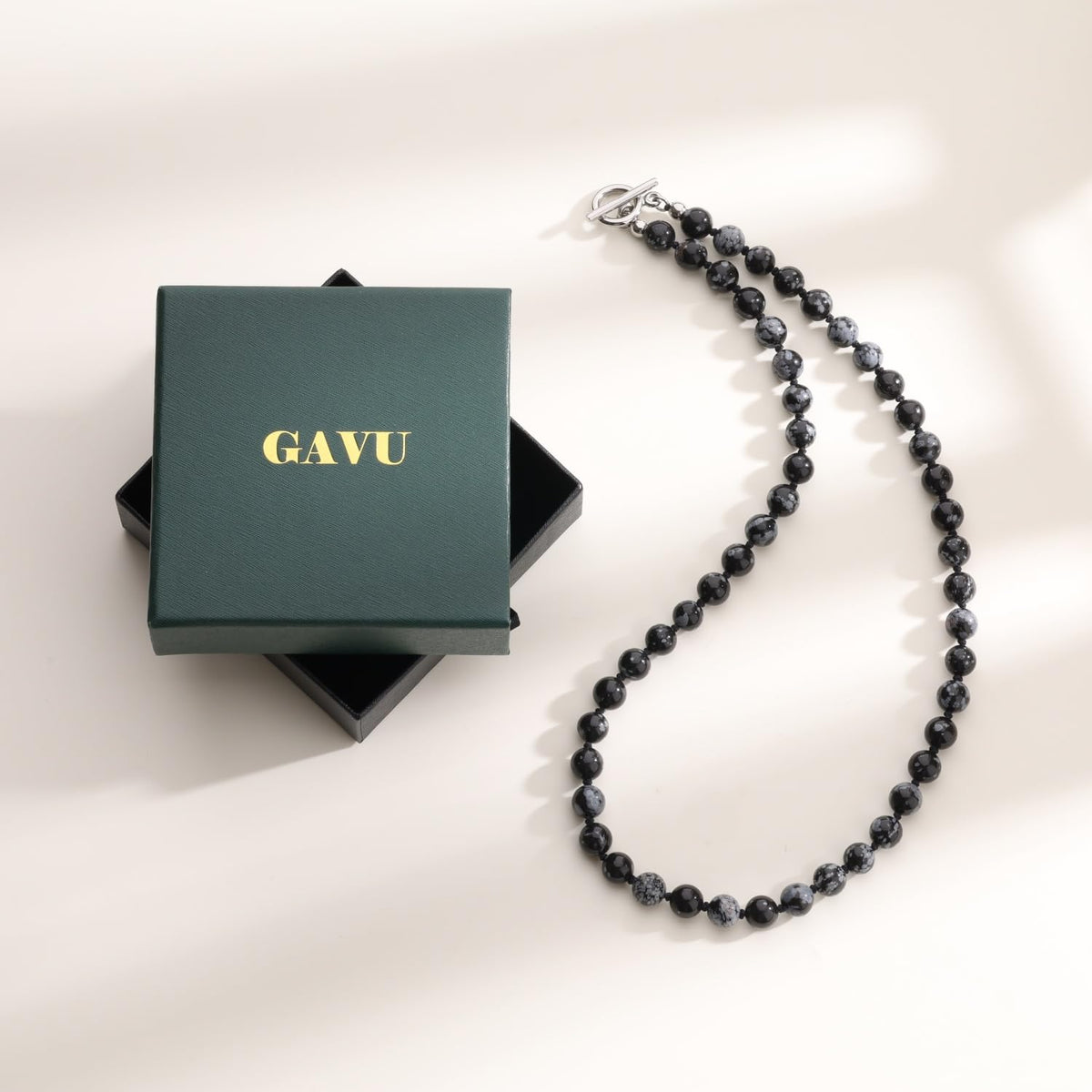 Snowflake Obsidian Necklace (Snowflake Obsidian / 20")