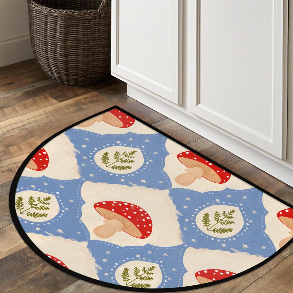 Mushroom Half Round Door Mat Semi Moon Rug Fireplace Carpet Area Rugs (Color19)