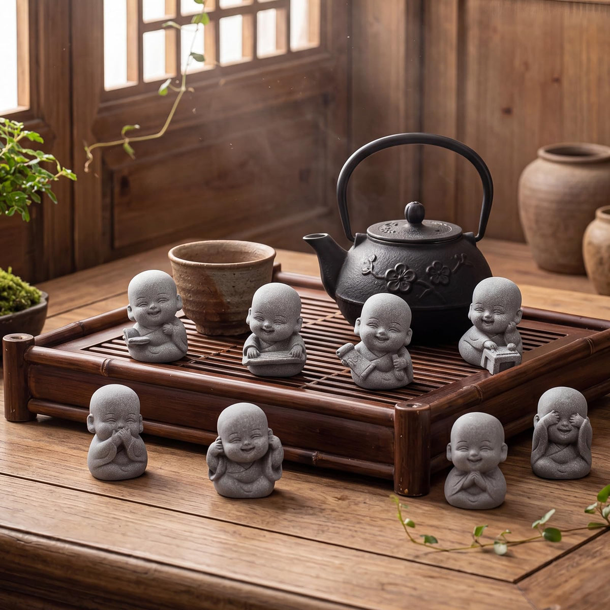 8 Pcs Laughing Buddha Statue (Classic)