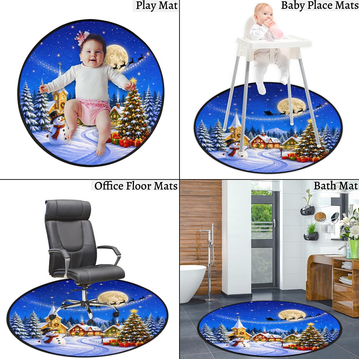 3 Ft Christmas Round Rug Circle Area Rugs Circular Door Mat for Indoor (B:b-11 / 3' (Round))