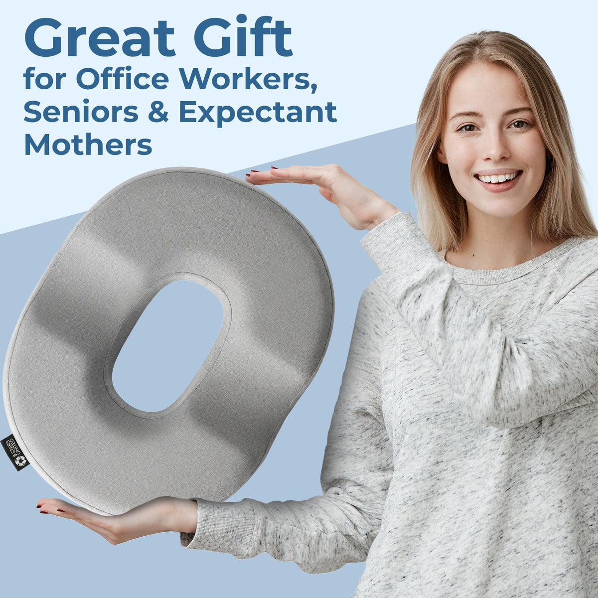 Donut Pillow for Tailbone Pain & Hemorrhoids (Light Gray)