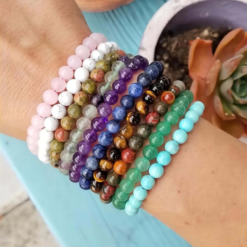 Natural Gemstone Beads for Jewelry Making 10 MM Mixed Assorted Colorful Gemstones Loose Stone Beads (Mixed / 10MM, 35-38pcs)