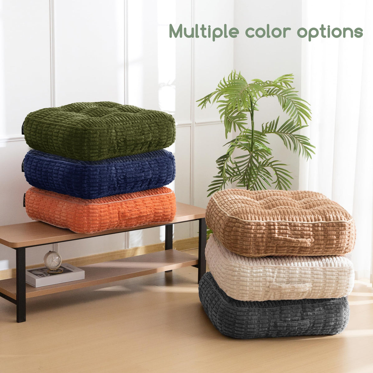 6" Floor Pillow Cushion for Adults (Square Dark Green / 6" Thick(Pack of 1))