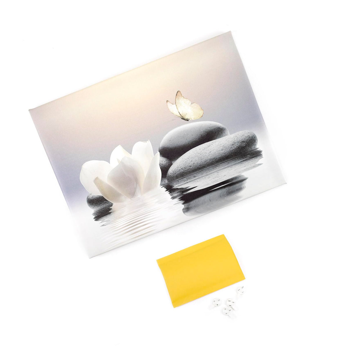 Zen Small Bathroom Wall Art Garden Water Lily Flower and Butterfly Calming Spa Canvas Pictures wall decor for Yoga Room Nature Spiritual Relaxing Framed Artwork for Home Decor 10x8 Inch (8"L x 10"W / Grey)