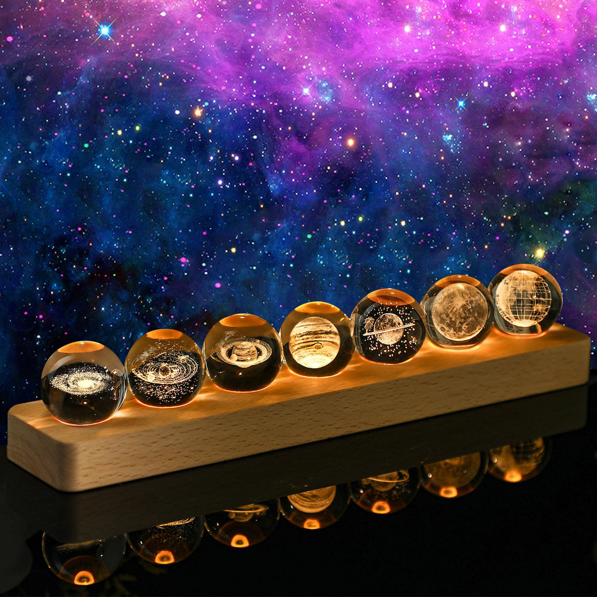 7pcs Planet Light Galaxy Balls Solar System Crystal Balls Lamp (Planet)