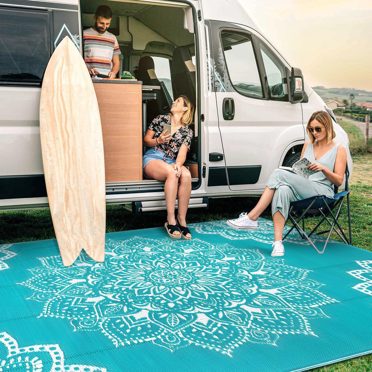 Waterproof Outdoor Rug 5x8 ft (5' x8' / Blue)