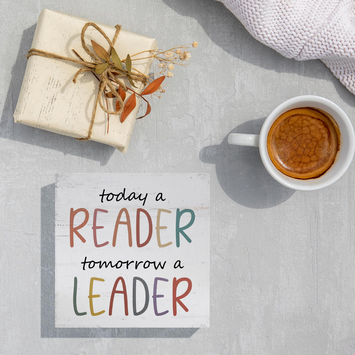 Reading Corner Decor Wooden Box Sign (Black)
