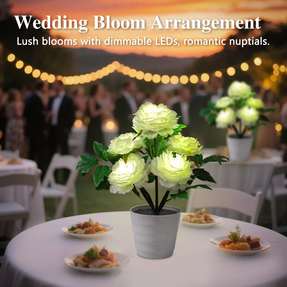 White Peony Artificial Flower Lamp (Peony-White)