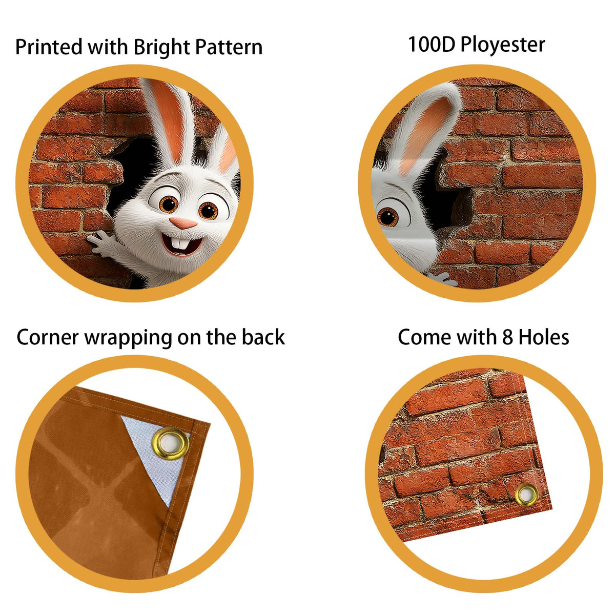Easter garage door decoration banner (Red Wall Rabbit)