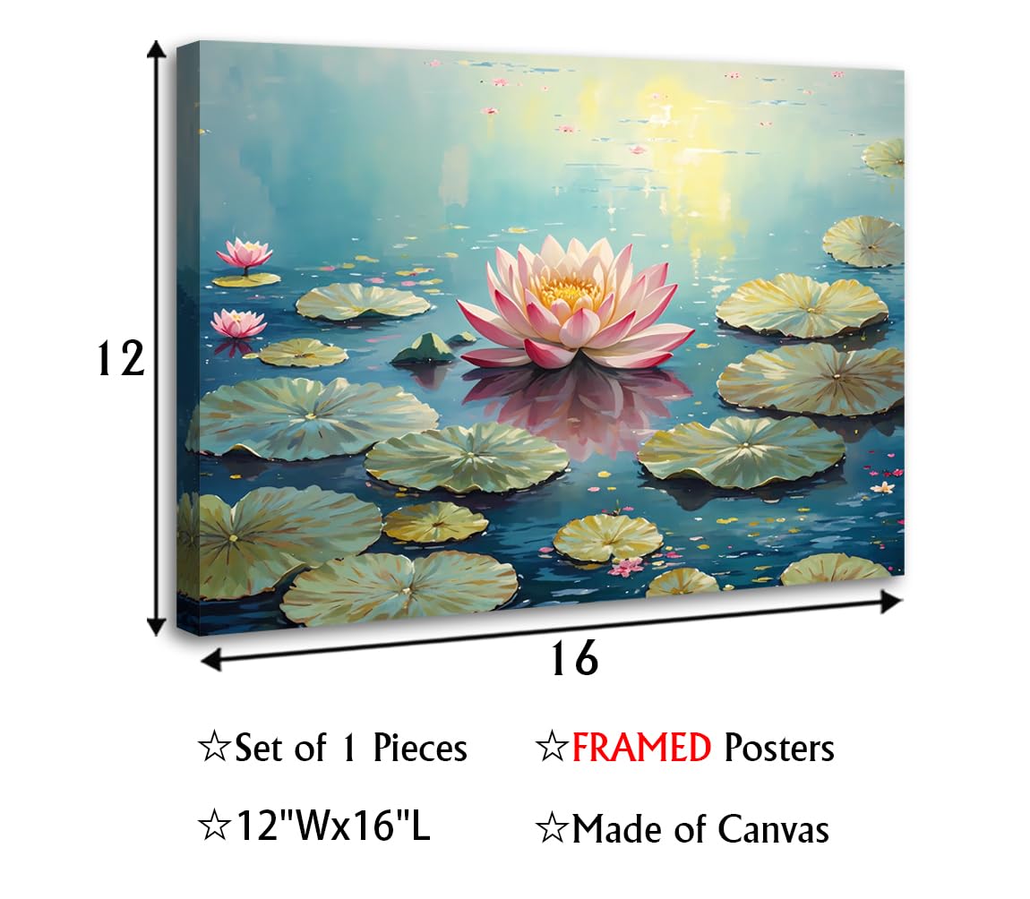 Pink Lotus Wall Art Prints (Framed 12"X16"- Pink Lotus Wall Art)