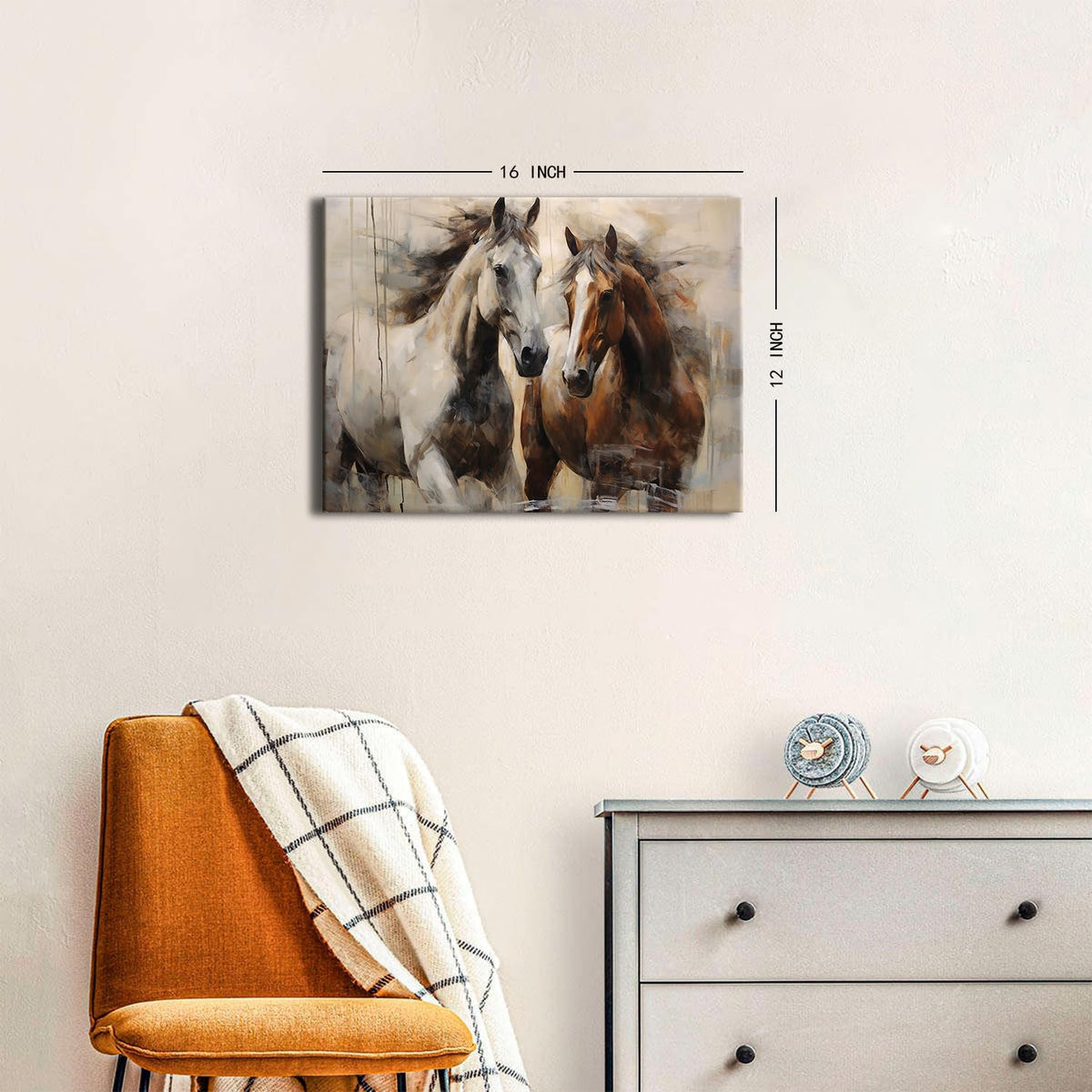 Vintage Horse Wall Art Western Running Horse Pictures Wall Decor 12x16" (16"L x 12"W / Horse)