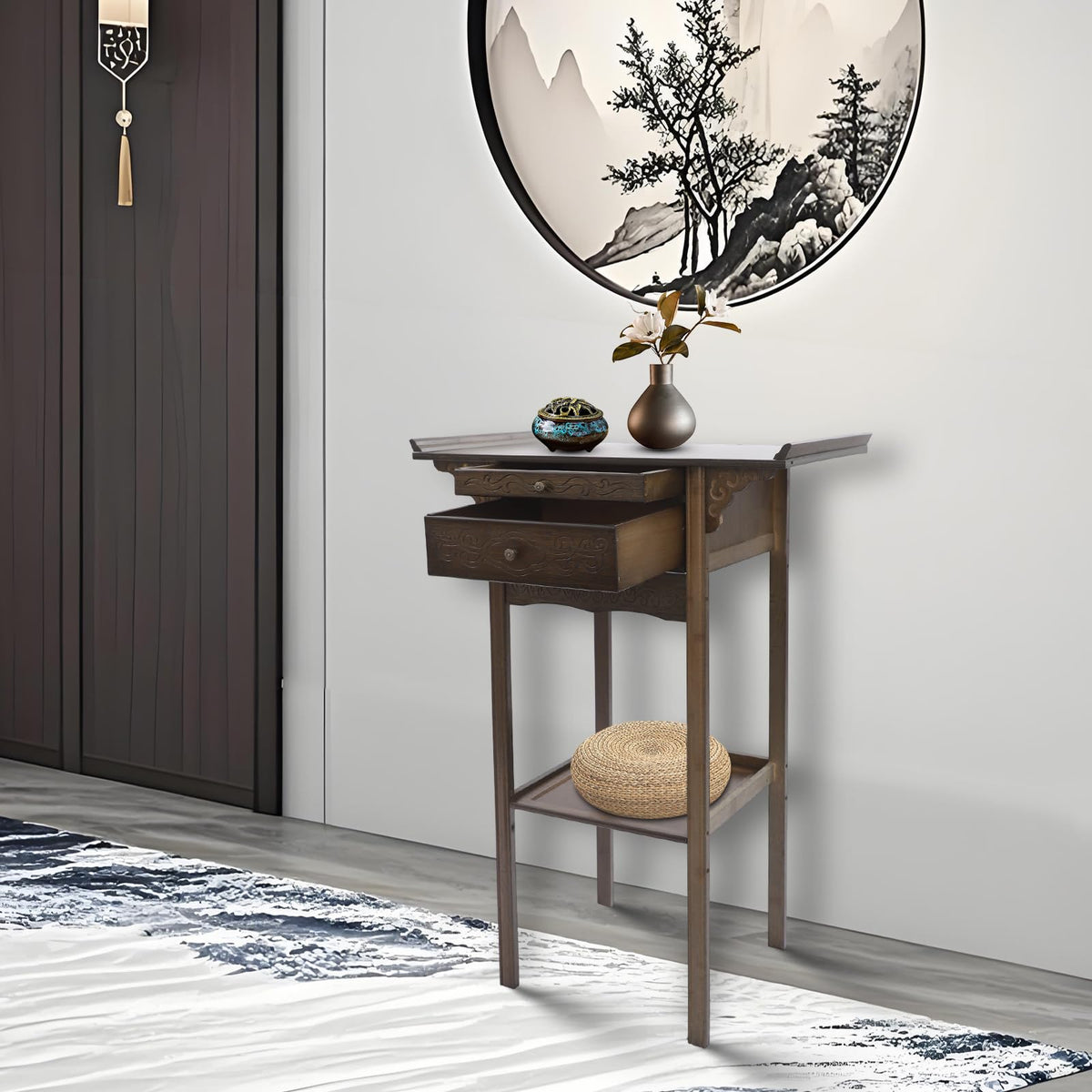 Bamboo Altar Table with Drawer (26" x 15.8" x 39.4")