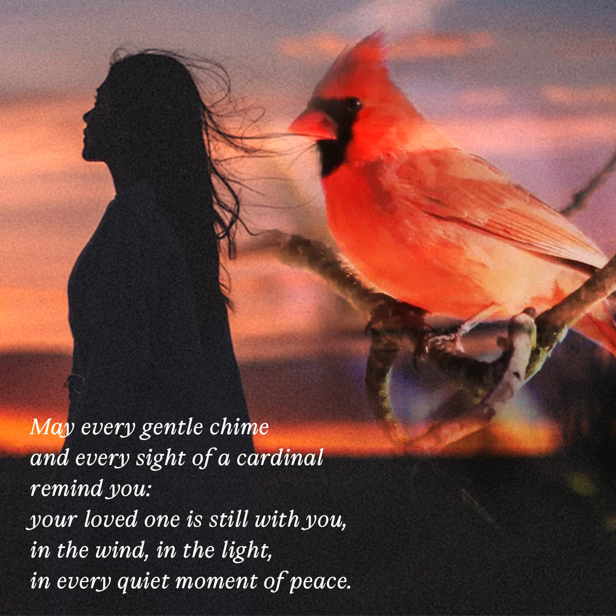 Cardinal Memorial Wind Chimes for Loss of a Loved One (Cardinal & Black Tubes)