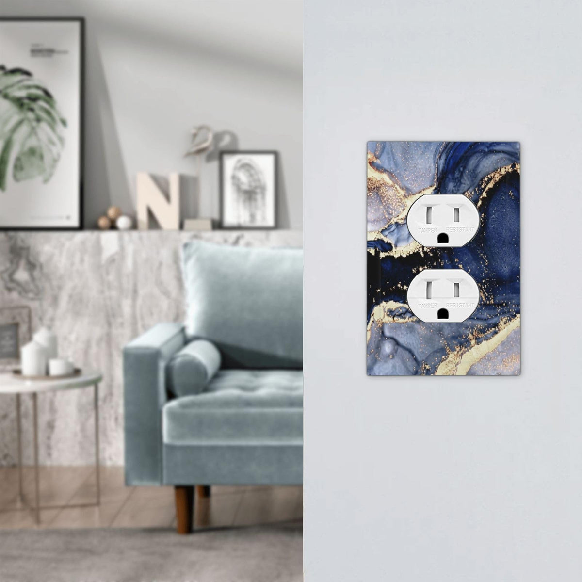 Royal Turquoise Blue Marble Decorative 1 Gang Receptacle Outlet Cover Electrical Duplex Wall Plate Single Duplex Wall Plate Light Switch Cover (Royal Turquoise Blue Marble / 1-Gang Duplex Mid)