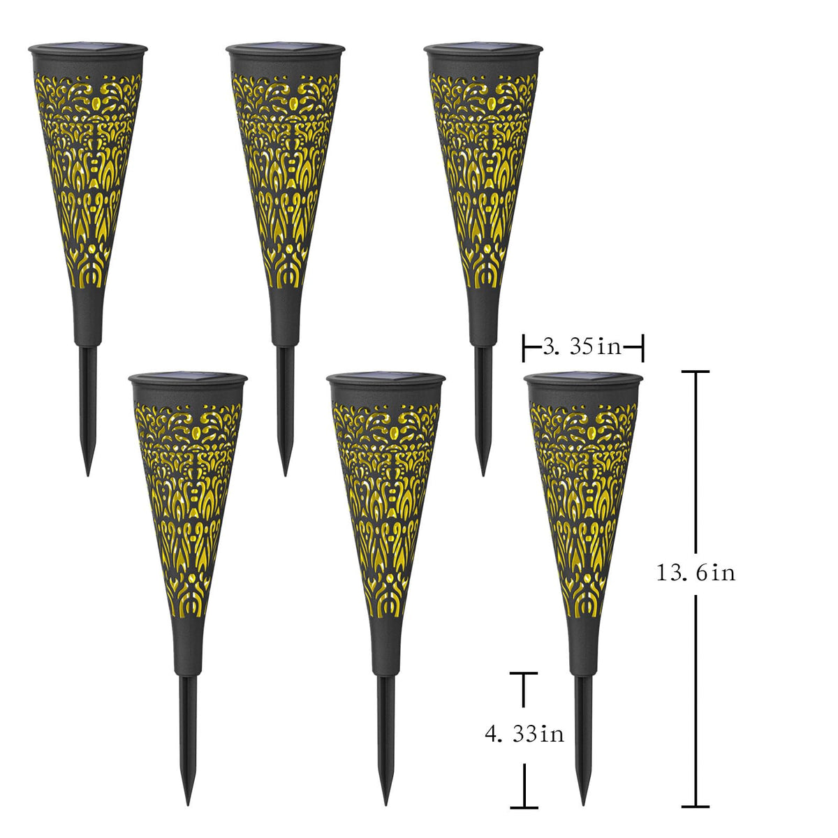 6 Pack Solar Lights Outdoor Garden Decorative Mandala Solar Pathway Lights Waterproof Plastic Outside Solar Path Landscape Lights Gardening Gifts for Women Mom Backyard Walkway Yard Decor (6Pcs / Black-a)