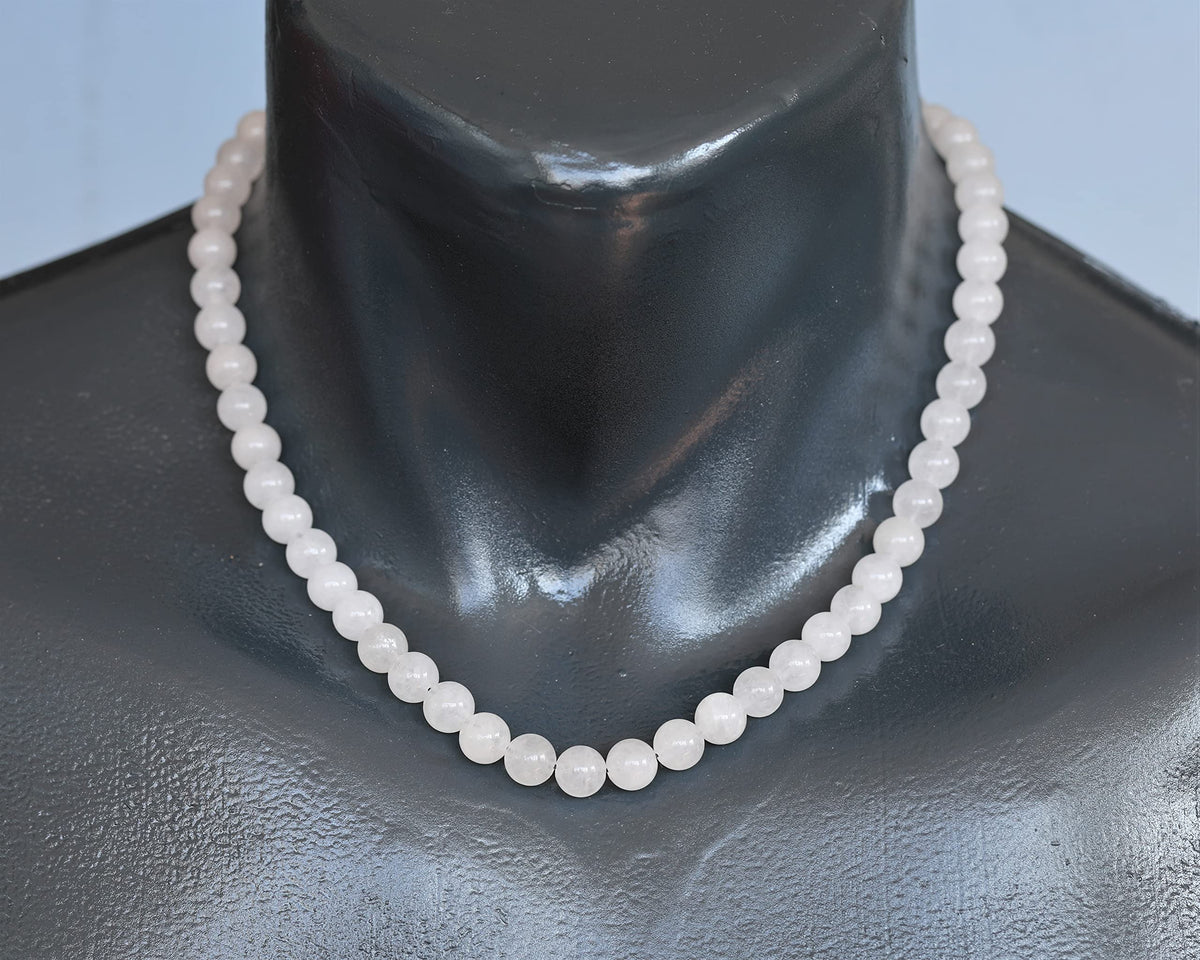 Natural Selenite Beaded Choker Necklace (Selenite / 22 Inches)